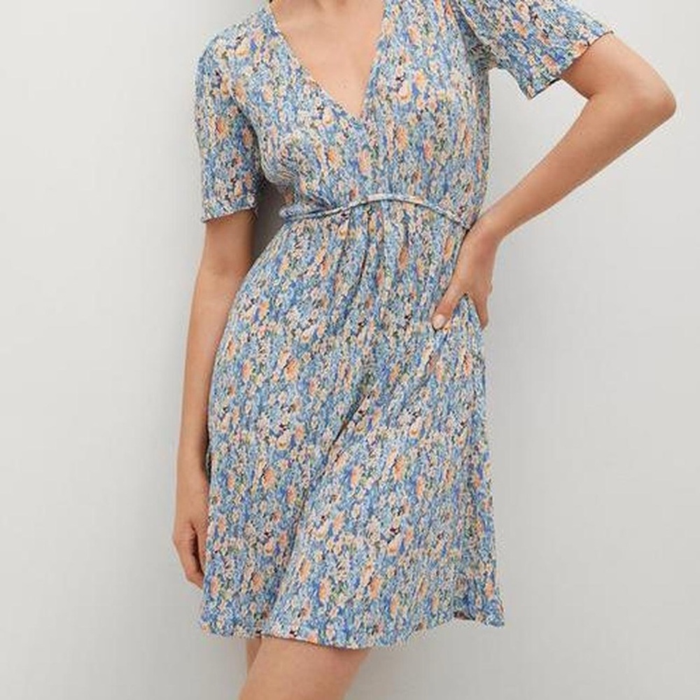 Mango Pitita Floral V-Neck Dress